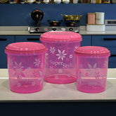 Asian Super Stylo Plastic Storage Container | Stackable | Multipurpose | Set of 3 Pcs