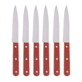 Classy Touch Premium Stainless Steel Knife Set with Wooden Handle | Red | Set of 6 Pcs