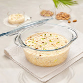Borosil Deep Round Casserole with Lid | Microwave Safe & Oven Safe | Transparent | 1 Pc