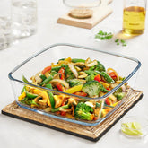 Borosil Square 1600 ML Baking Dish | Microwave & Oven Safe | Transparent | 1 Pc
