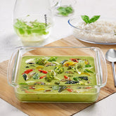 Borosil Square Baking Dish with Handle | Microwave & Oven Safe | Transparent | 1 Pc