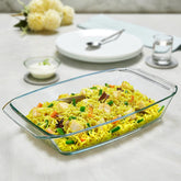 Borosil Deep Rectangular Dish | Microwave & Oven Safe | Transparent | 1 Pc