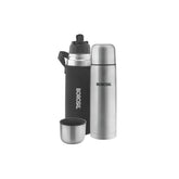 Borosil Stainless Steel Hydra Thermo Vacuum Insulated Flask | Silver & Black | 1 Pc
