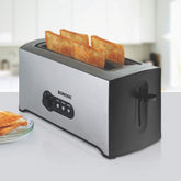 Borosil Krispy 4 Slice 1500 Watt Pop-Up Toaster | Silver & Black
