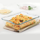 Borosil Glass Easy Grip Rectangular Baking Dish | Microwave Safe & Oven Safe | Transparent | 1 Pc