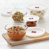 Borosil Basic 350 ML + 500 ML + 900 ML + 1300 ML Mixing Bowl Set with Plastic Lid | Transparent | Set of 4 Pcs