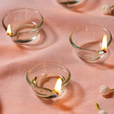 Borosil Small Glass Diya | Transparent | Set of 6 Pcs