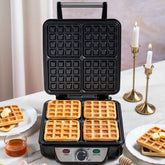 Borosil Jumbo 1100 Watts 4 Slice Waffle Maker | Grey & Black