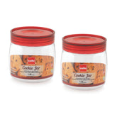 Cello Cookie Oval Plastic Storage Jar with Lid | Transparent | Set of 2 Pcs