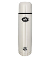 Cello Flip Style Stainless Steel Bottle with Thermal Jacket, Silver