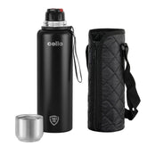 Cello Duro Flip 1500 ML Double Walled Tuff Steel Vacusteel Water Flask with Durable DTP Coating and Thermal Jacket | 1 Pc