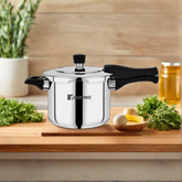 Bergner Pura Stainless Steel Outer Lid Pressure Cooker | Gas & Induction Compatible | Silver