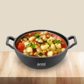 Avias Cast Iron Deep Kadhai | Gas & Induction Compatible | Black