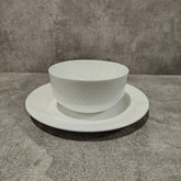 Clay Craft Soup Bowl with Saucer Set | White | Set of 12 Pcs