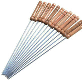 Barbecue 12 Inch Stainless Steel Skewers with Wooden Handle for BBQ Tandoor | Set of 12 Pcs