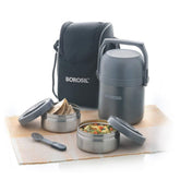 Borosil Hot n Fresh Stainless Steel Insulated Lunchbox | Grey