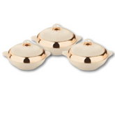 Asian Lotus Chrome Non Deluxe Insulated Casserole | Set of 3 Pcs