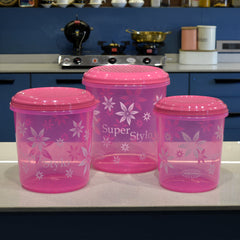 Asian Super Stylo Plastic Storage Container | Stackable | Multipurpose | Set of 3 Pcs