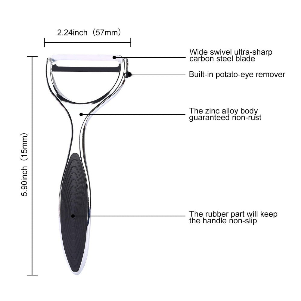 Classy Touch Stainless Steel Potato Peeler - 225A | Silver