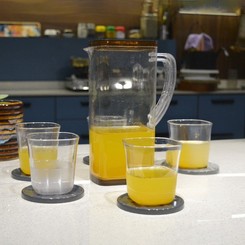 Classy Touch Plastic 5 in 1 Square Jug Tumbler Set | Transparent | Set of 5 Pcs