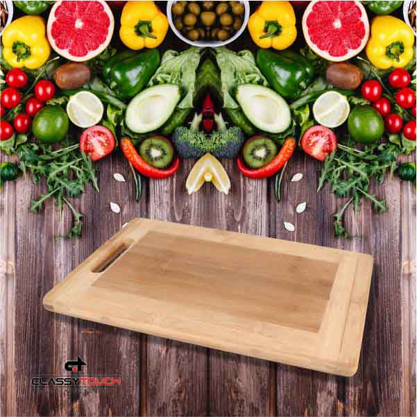 Classy Touch Wooden Rectangular Chopping Board - CT9021 | Cream