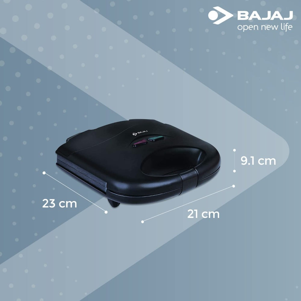 Bajaj SWX 3 Deluxe 800 Watt Sandwich Toaster | 2-Slice | Black