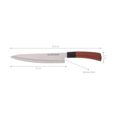 Classy Touch Stainless Steel Chef Knife with Wood Textured ABS Plastic Handle | Brown