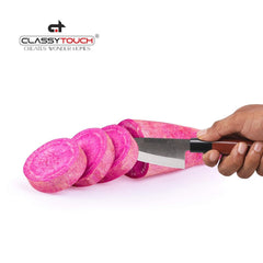 Classy Touch Stainless Steel Chef Knife with Wood Textured ABS Plastic Handle - CT1013 | Brown | 1 Pc