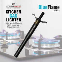 Classy Touch Blue Flame Slim Black Gas Lighter - CT - 1168 | Kitchen Stove Lighter | 1 Pc