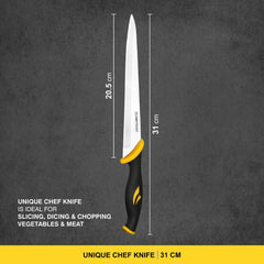 Classy Touch Stainless Steel 31 CM Kitchen Knife | Black | 1 Pc