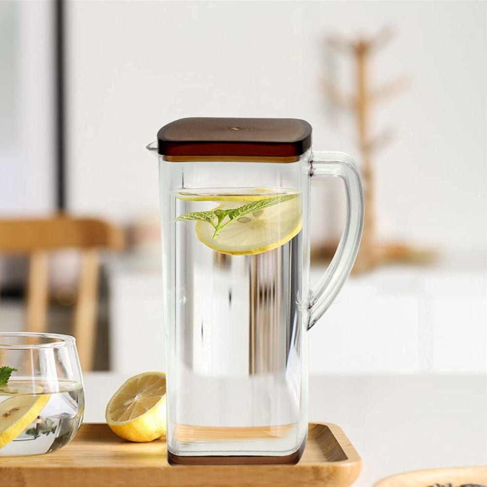 Classy Touch Plastic 5 in 1 Square Jug Tumbler Set | Transparent | Set of 5 Pcs