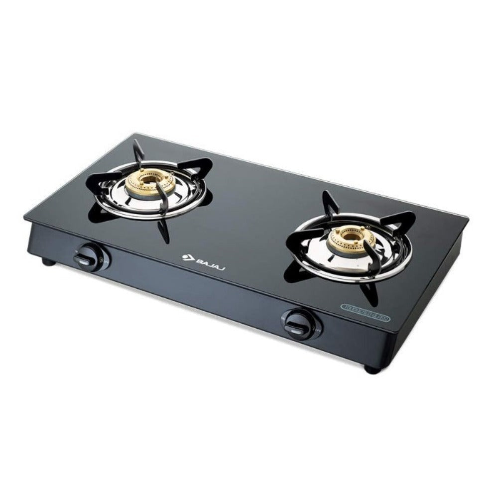 Bajaj GP6 2 Burner Glass Top Gas Stove - 2BRGP6 | Manual | Black