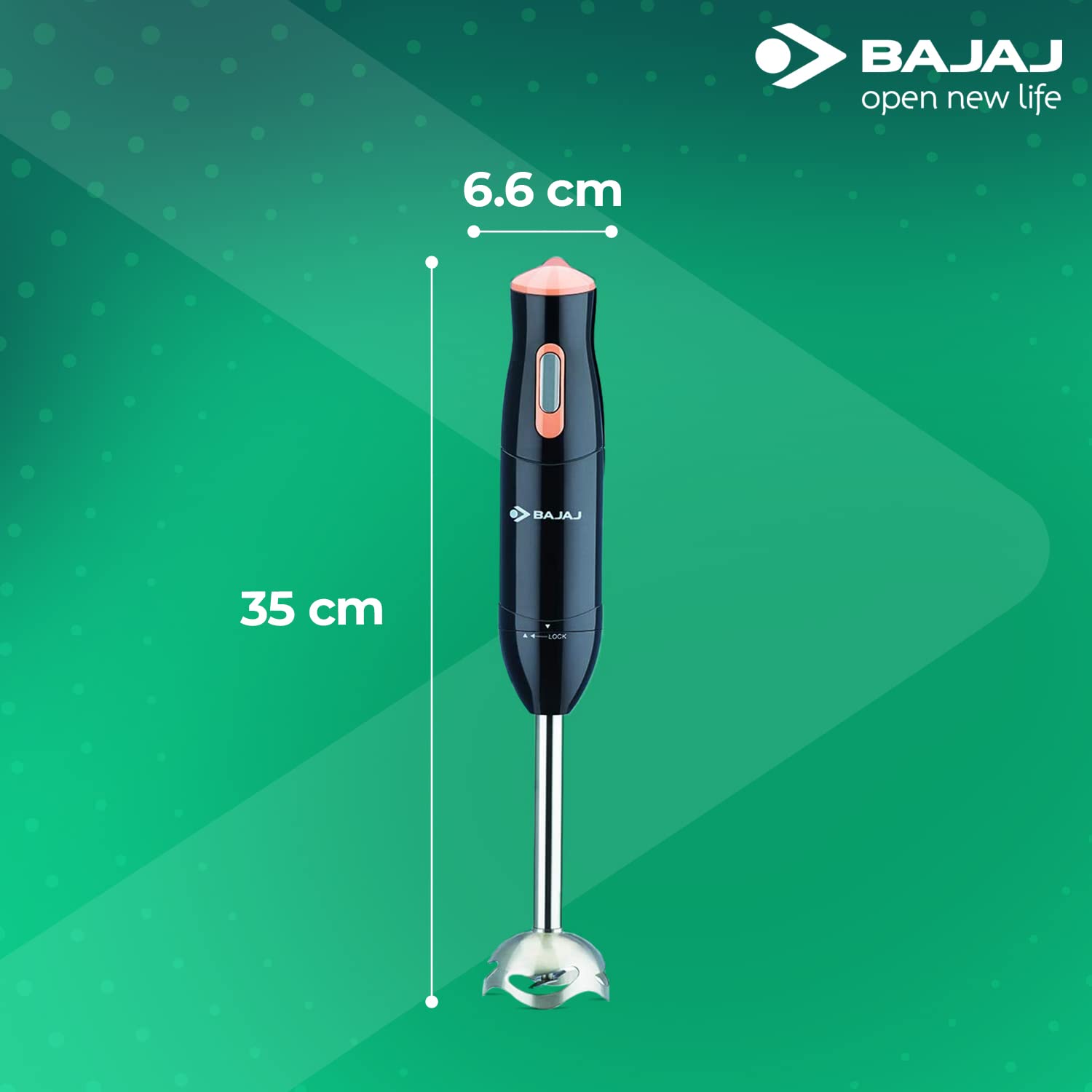 Bajaj HB 21 300 Watts Hand Blender | Silent DC Motor | Black