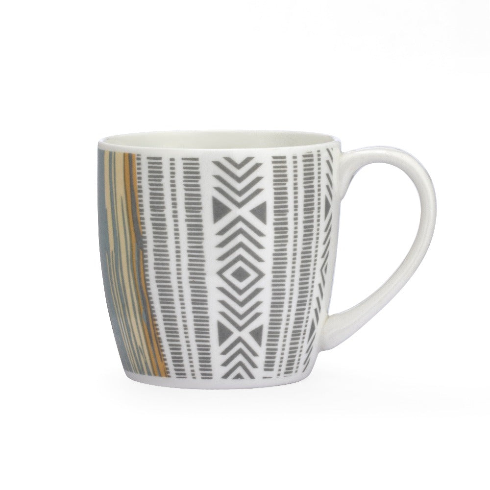 Clay Craft Ceramic Striped 180 ML Coffee & Tea Mug Set | Microwave Safe | Set of 6 Pcs