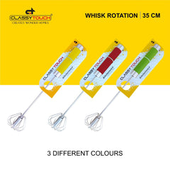 Classy Touch Stainless Steel Whisk Rotation | Egg Beater | Froth Whisker for Mixing | Silver & Yellow