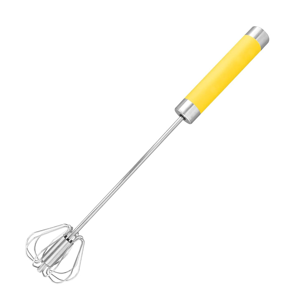 Classy Touch Stainless Steel Whisk Rotation | Egg Beater | Froth Whisker for Mixing | Silver & Yellow