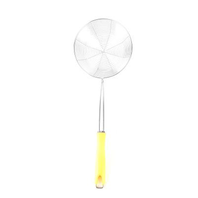 Classy Touch Stainless Steel Deep Fry Colander | Spider Net Strainer | Oil Fry Strainer | Silver & Yellow