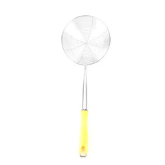 Classy Touch Stainless Steel Deep Fry Colander | Spider Net Strainer | Oil Fry Strainer | Silver & Yellow