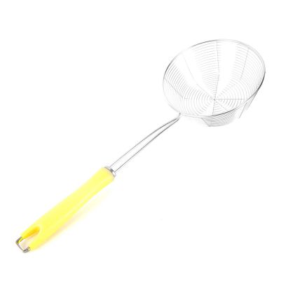Classy Touch Stainless Steel Deep Fry Colander | Spider Net Strainer | Oil Fry Strainer | Silver & Yellow