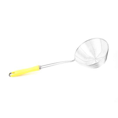 Classy Touch Stainless Steel Deep Fry Colander | Spider Net Strainer | Oil Fry Strainer | Silver & Yellow