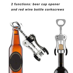 Classy Touch Wing Style Wine/Champagne Bottle Corkscrew Opener with Built In Bottle Opener | 1 Pc