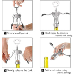 Classy Touch Wing Style Wine/Champagne Bottle Corkscrew Opener with Built In Bottle Opener | 1 Pc