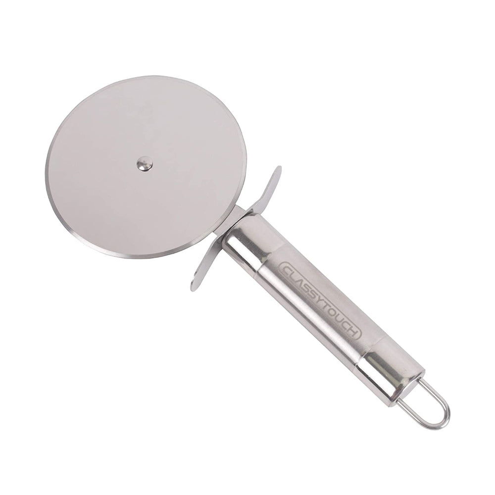 Classy Touch Stainless Steel Pizza Cutter | Wheel Slicer | Silver