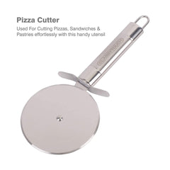 Classy Touch Stainless Steel Pizza Cutter | Wheel Slicer | Silver
