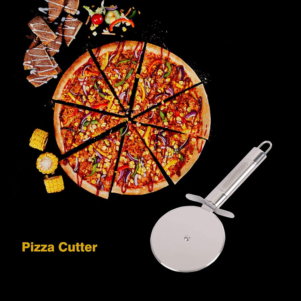 Classy Touch Stainless Steel Pizza Cutter | Wheel Slicer | Silver