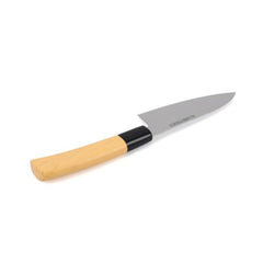 Classy Touch Stainless Steel Chef Knife - CT210A | Wood Textured ABS Plastic Handle | Cream