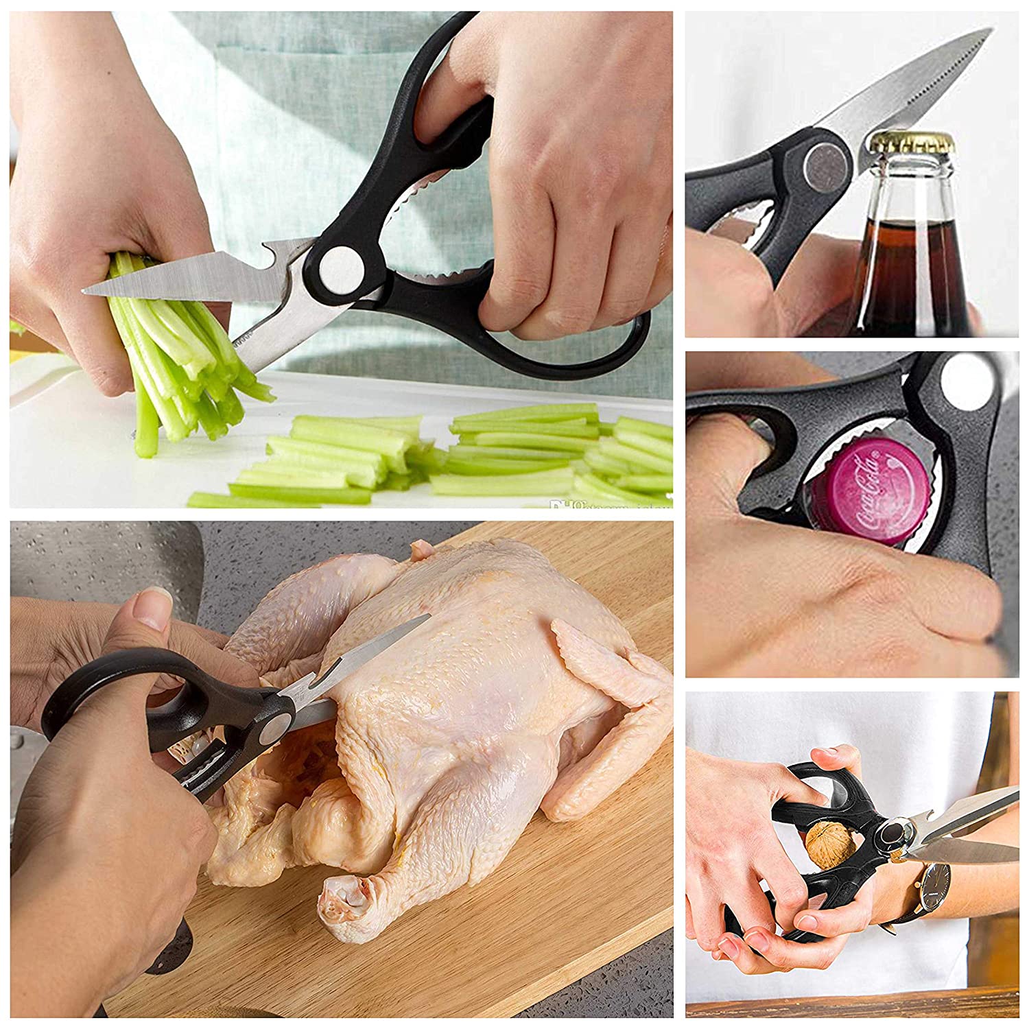 Classy Touch 3 in 1 Multi Purpose Kitchen Scissors | Black