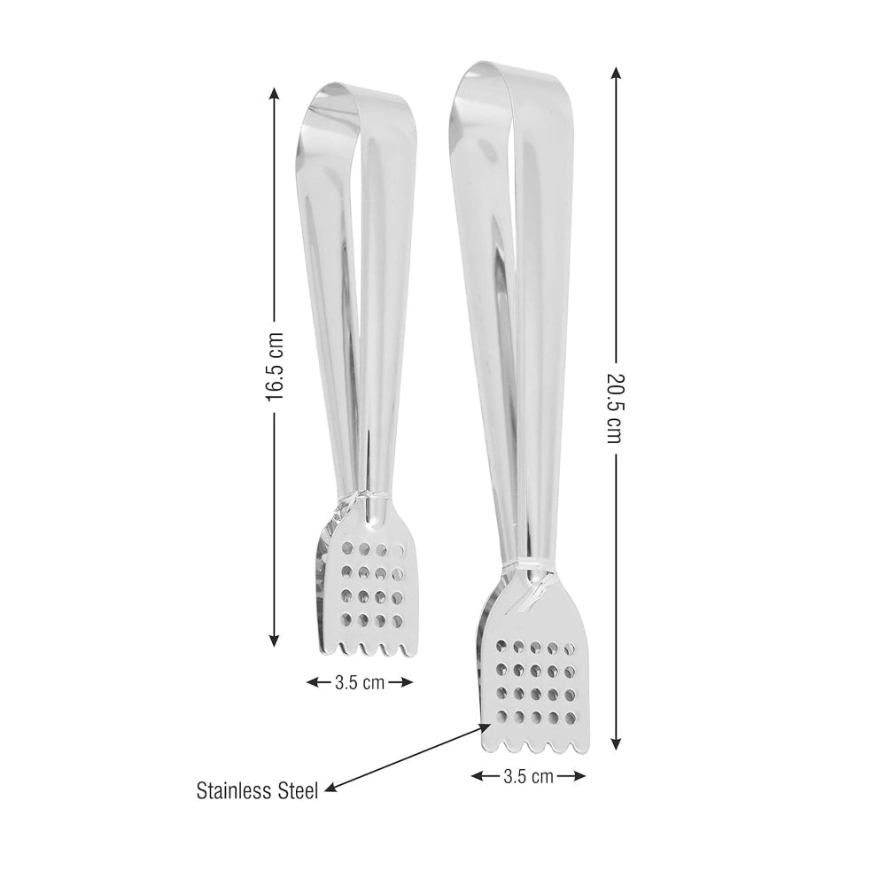Classy Touch Stainless Steel Kitchen Tong | Silver | Set of 2 Pcs