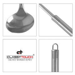 Classy Touch Stainless Steel Long Rice Ladle | Silver