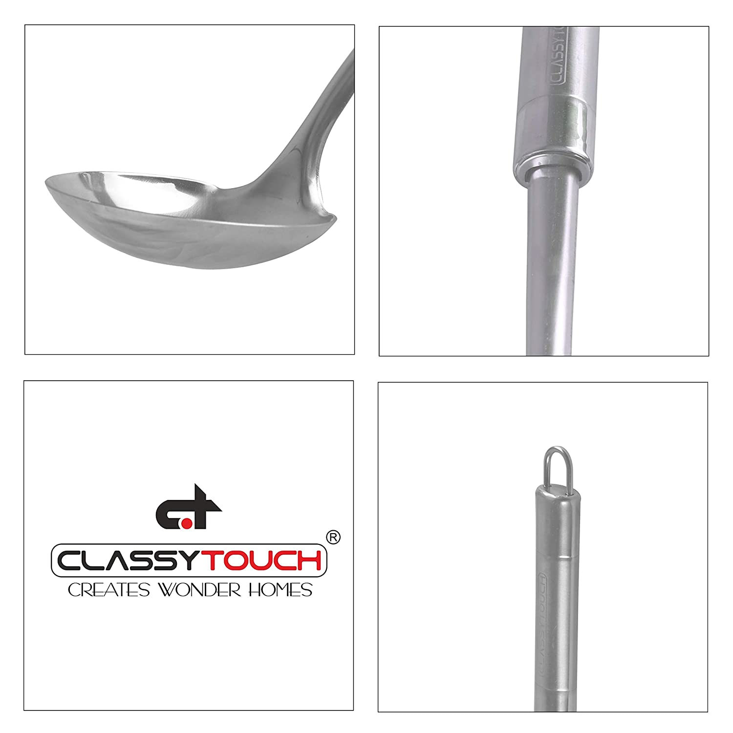 Classy Touch Stainless Steel Long Spoon S Ladle (31.5 cm)